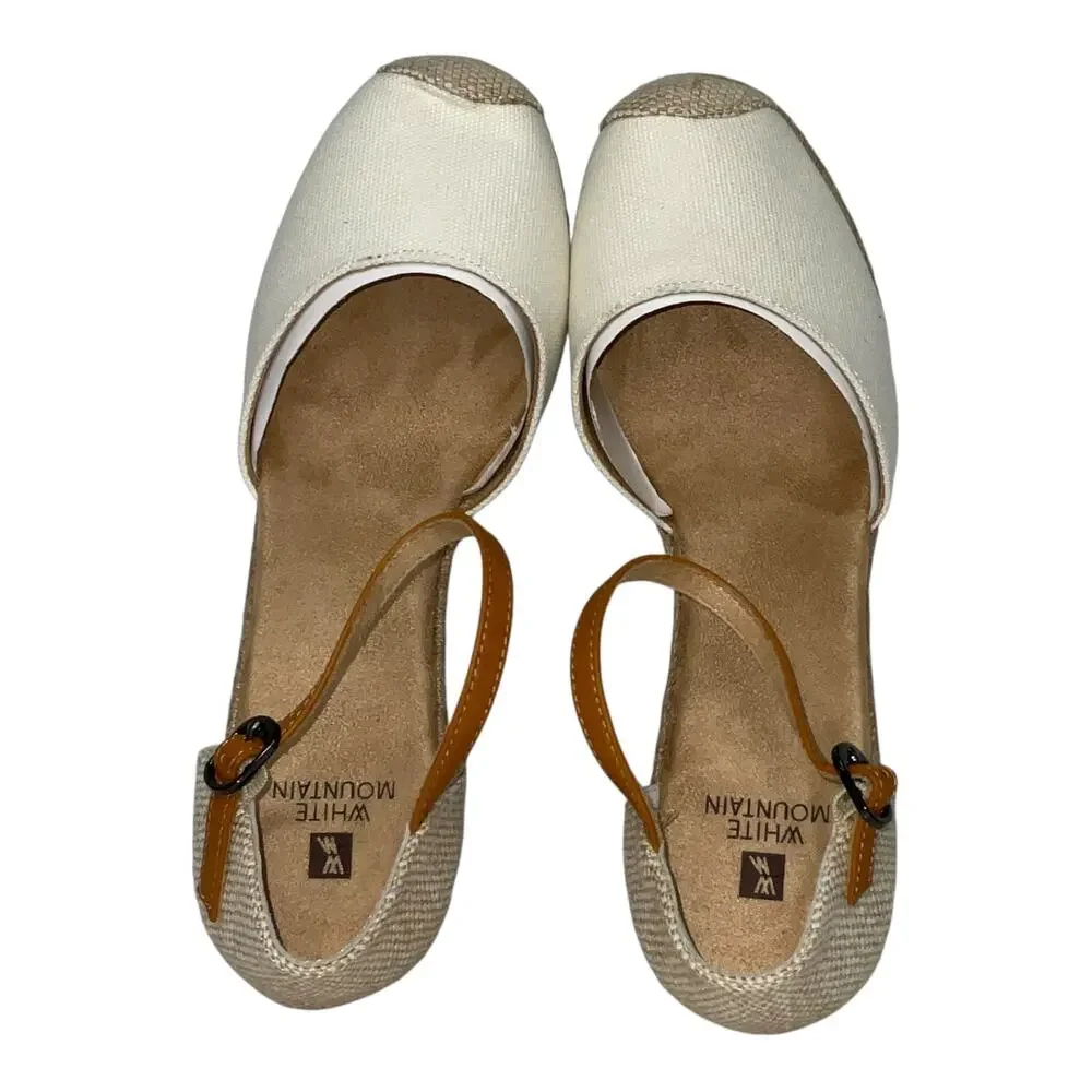 White Mountain Women's Mamba Espadrille High Wedge Heel Pumps Natural Size 9